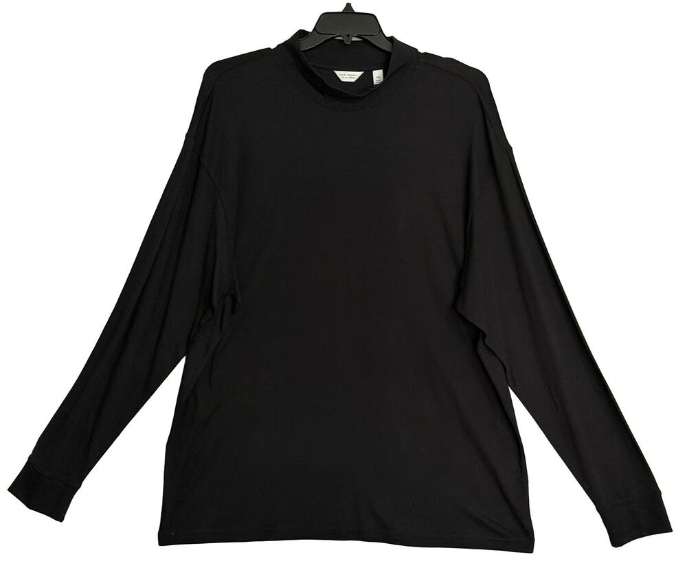 Daniel Cremieux Mock Neck Shirt Signature Solid Interlock Men's XXL Black NWT